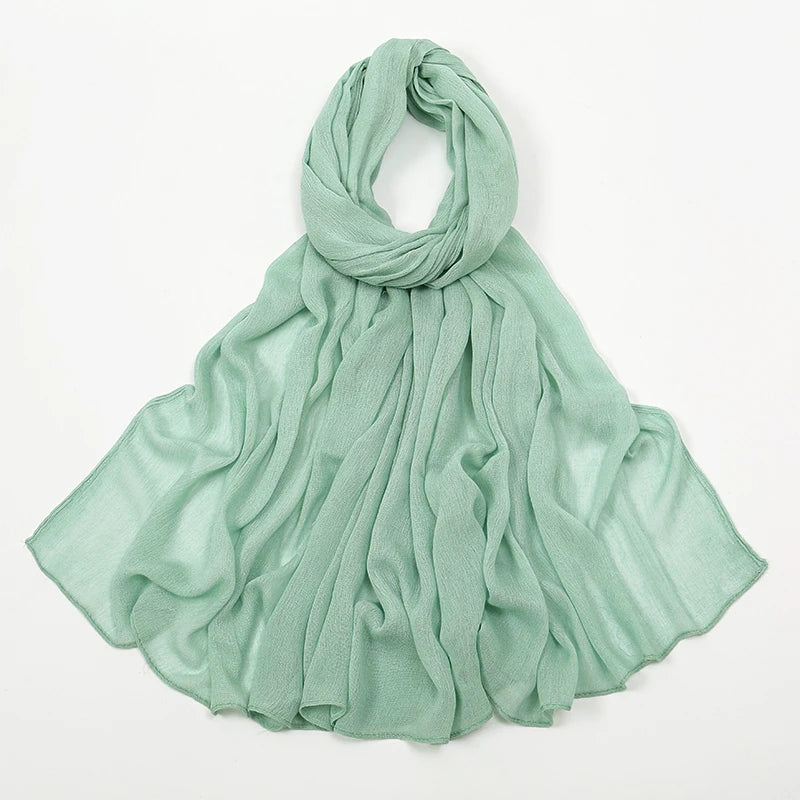 New Crinkle Rayon Hijab For Women Muslim Scarf Long Shawls Solid Islamic Turban Headband Heascarf Wraps Ramandan Headband