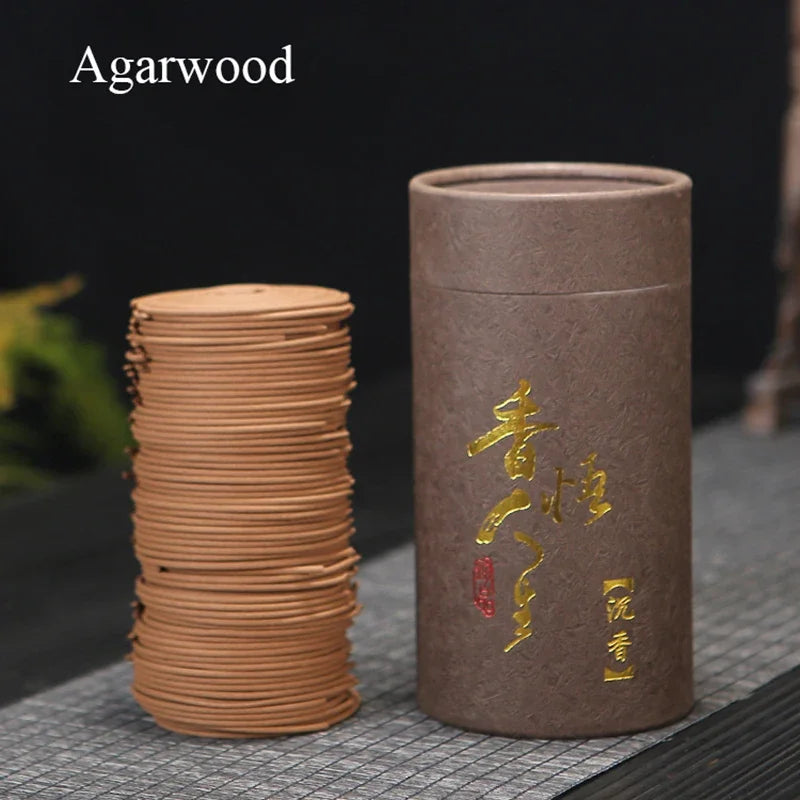 Natural HandmadeSandalwood Coils Incense Aromatherapy Kitchen WC,Bedroom Bathroom Antisetic, Refreshing Incenses, 120Plates/Box