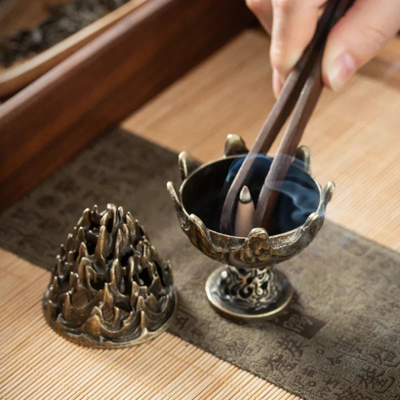 Incense Burner Sandalwood Burner Antique Decoration Mixed Natural Incense Rose Jasmine Lavender Osmanthus Sakura Smoke Cone