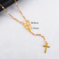 Jesus Stainless Steel Cross Rosary Christian Catholic Religious Width 1.5mm Enamel Satellite Bead Cable Link Chain Necklace