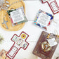 Christian Embroidered Cloth Scripture Prayer Quilt  with Religious Medals, Handmade Portable Catholic Devotional Rosary Pouch