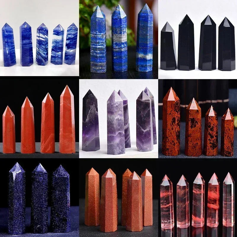 Natural Stone and Crystals Point Wand Witchcraft Rose Quartz Amethyst Home Decor Mineral Reiki Healing Stones Crafts Room Decor