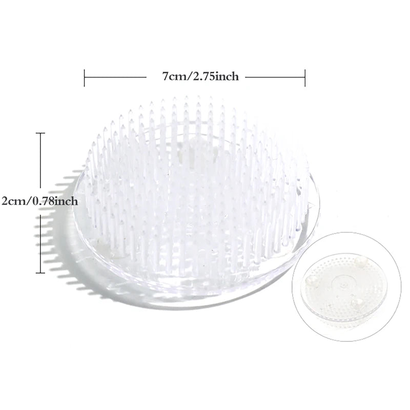 Round Ikebana Kenzan Flower Frog Suction Cup Plastic Arranging Tool Art Fixed Rubber Base Holder Floral Decor Pot Vase