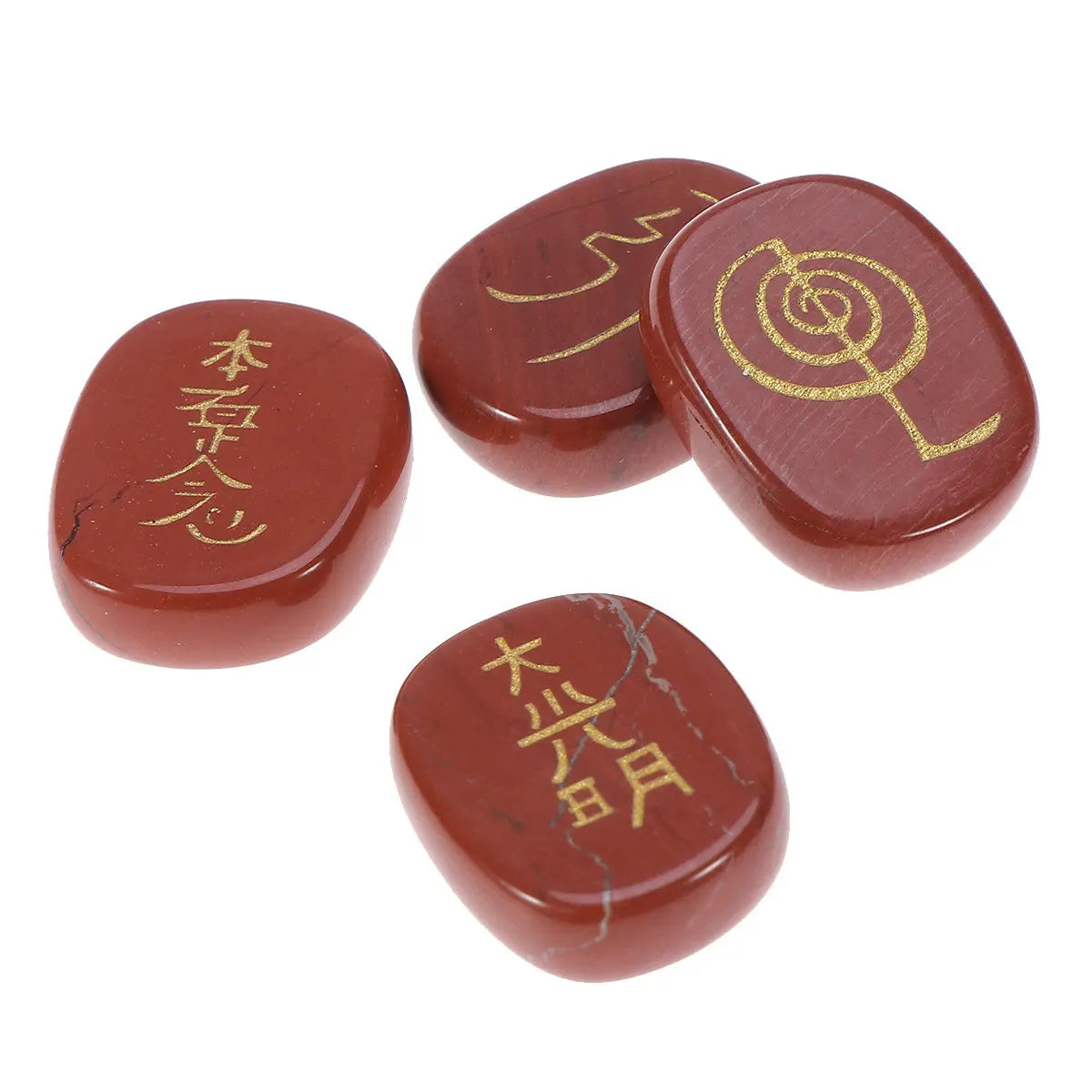 Engraved Red Jasper Chakra Gemstone Palm Stone for Healing Meditation Energy Balancing Portable Tool