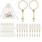 10-60 Pieces Mini Rosary Favors Baptism Favors Acrylic Rosary Beads Finger Baptism Rosaries with Organza Bags for Christening