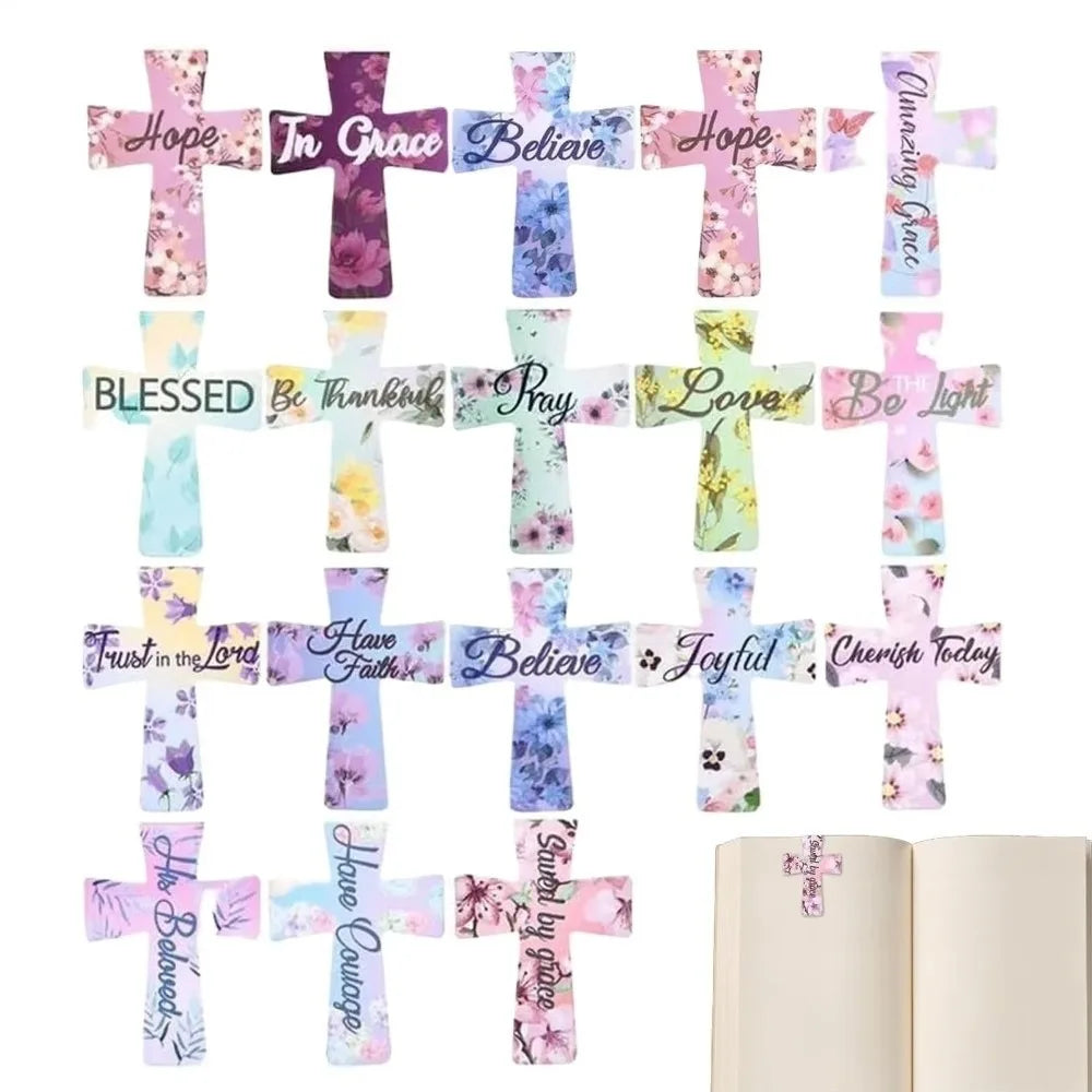 12/16/24PCS Plastic Bible Magnetic Bookmarks Double-Sided Cross Shape Page Marking Bookmark Durable Construction