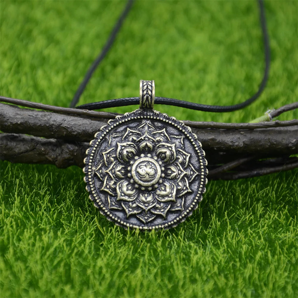 Om Yoga Lotus Flower Pendant Necklace Religious Buddha Mandala Meditation Spiritual Indian Jewelry