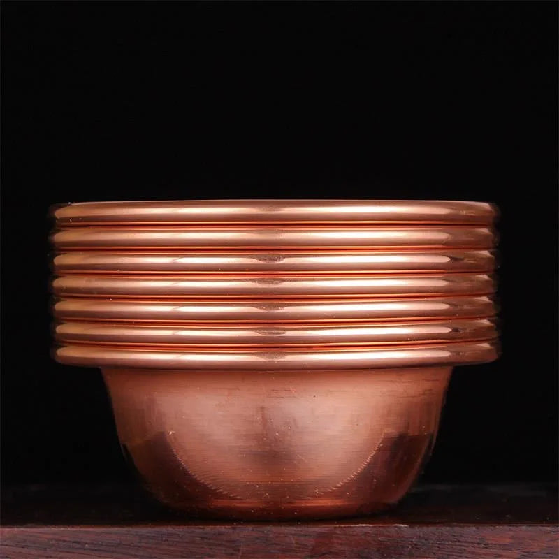 7pcs Pure Copper Tribute Bowl Brass Auspicious Luster Tibetan Bowl 11cm  Holy Water Cup Buddhist Saucer Home's Gift Decorative