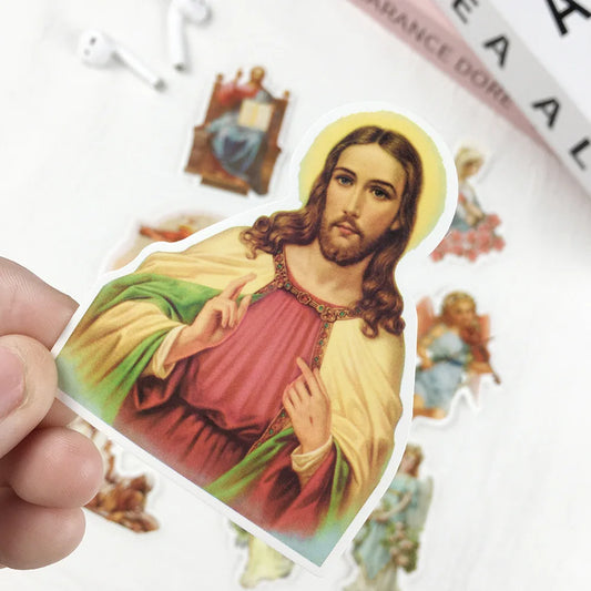 10/30/68pcs 2 style Jesus Christian Religion Stickers Phone Laptop Car Case Freezer Luggage Wall Waterpoof DIY Graffiti Sticker