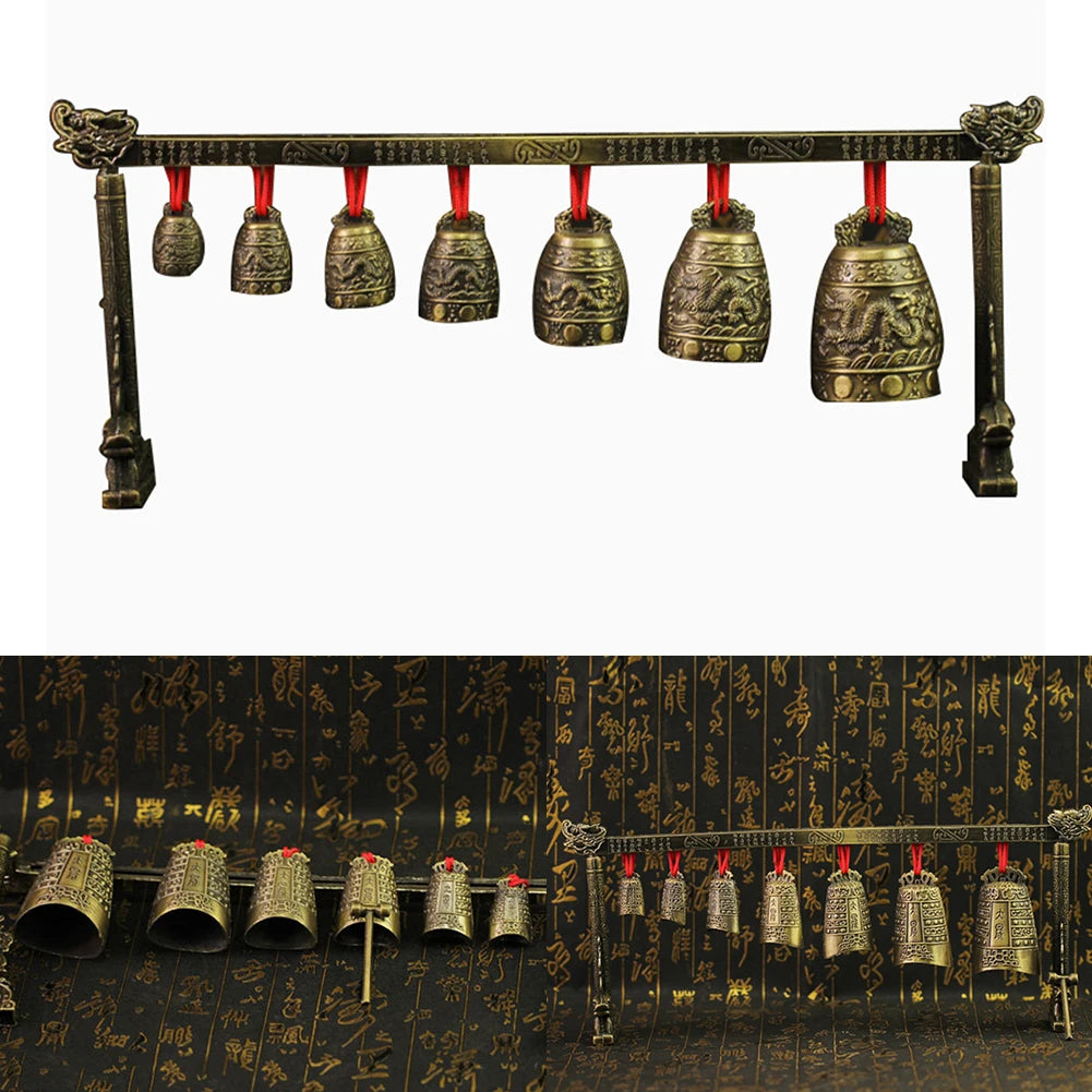 Bronze Meditation Gong With 7 Decorated Bells For Yoga Sound Healing And Relaxation Chinese Musical Percussion Instrument Set