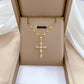Exquisite Gold Color Stainless Steel Inlaid Crystal Cross Pendant Necklace for Women Men Luxury Full of Zircon Chokers Jewelry