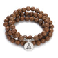 Multilayer Wood Beads Buddha Lotus OM Bracelet Tibetan Buddhist Mala Charm Rosary Bracelet Yoga Wooden For Women Men Jewelry