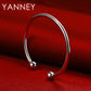 Real 925 Sterling Silver 4MM Simple Opening Bangle Bracelet For Women Men Fashion Hip Hop Punk Jewelry Wedding Gifts