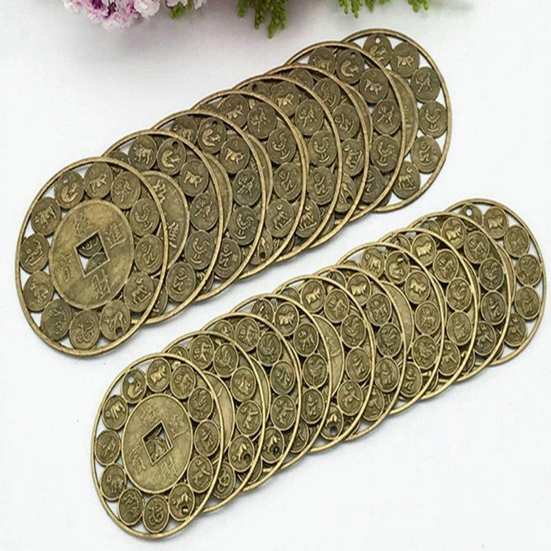 2pcs 4.5cm Gold Amulets for Good Luck Feng Shui Coins Amulet Money Prosperous Protection Zinc Alloy Auspicious Chinese Coins