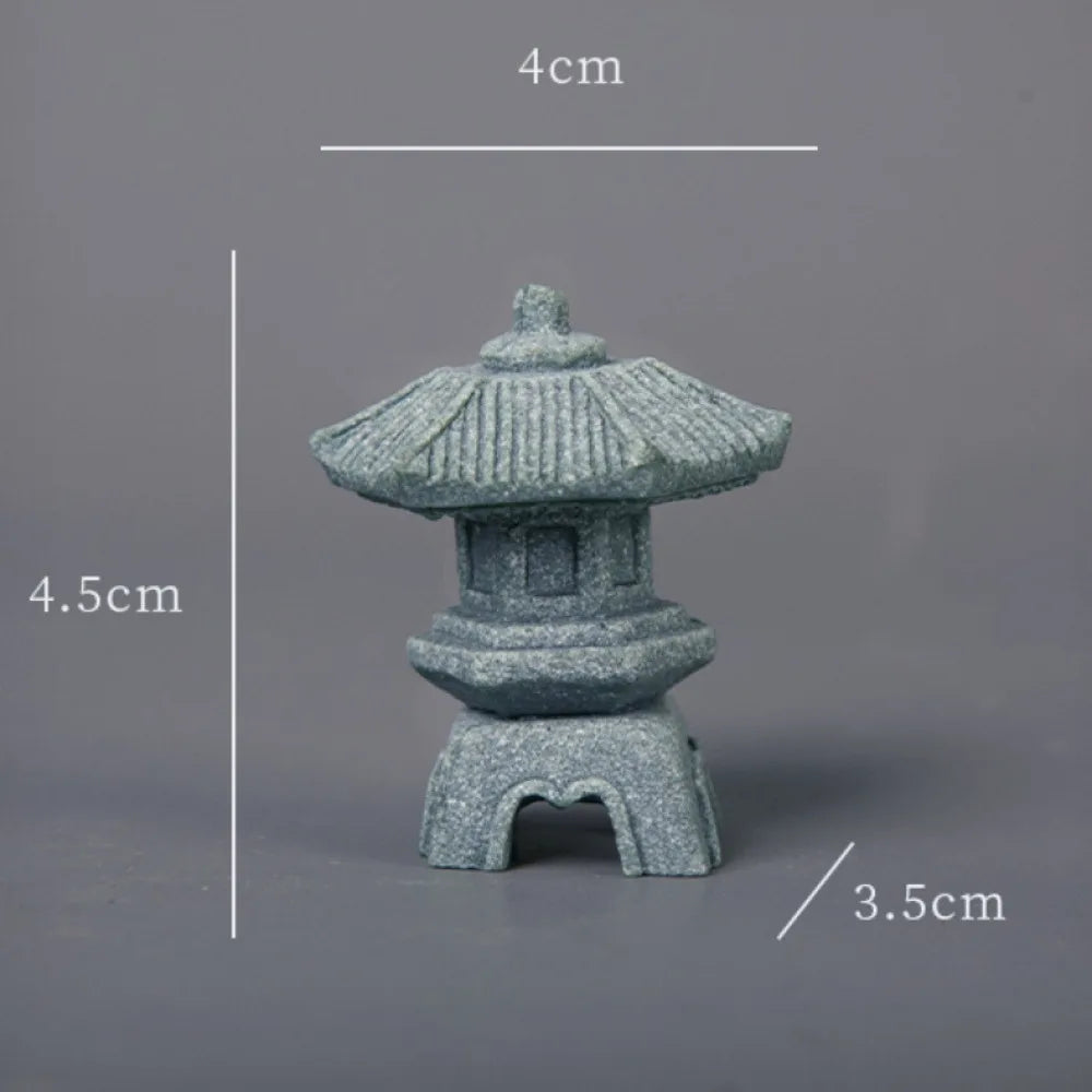 New Mini Pagoda Lantern Light Garden Statue Decorative Sand Stone Micro Landscape Lamp Zen Yard Miniature Bonsai