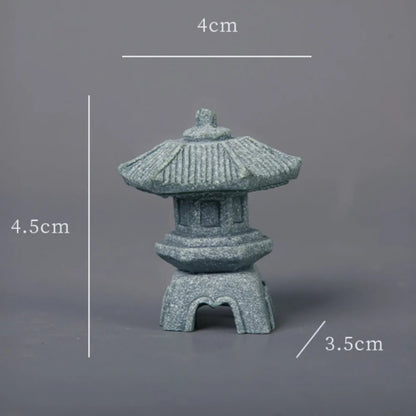 New Mini Pagoda Lantern Light Garden Statue Decorative Sand Stone Micro Landscape Lamp Zen Yard Miniature Bonsai