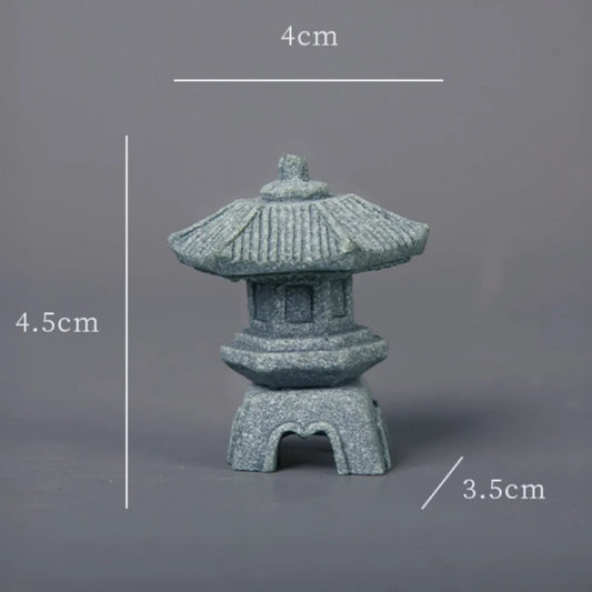 New Mini Pagoda Lantern Light Garden Statue Decorative Sand Stone Micro Landscape Lamp Zen Yard Miniature Bonsai