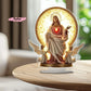 S-1Pc Sacred Heart Of Jesus Angel Acrylic Ornament - Traditional Religious Art Decor with Base for Home Desktop Display