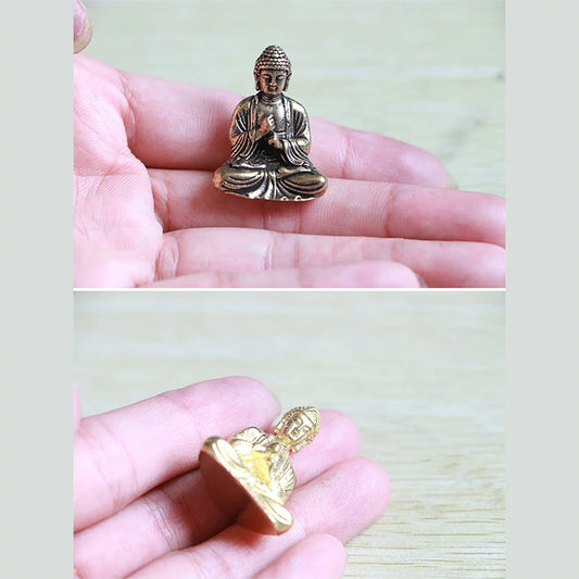 Pure Brass Old Sakyamuni Buddha Statue Home Decoration Miniature Statue Small Ornaments