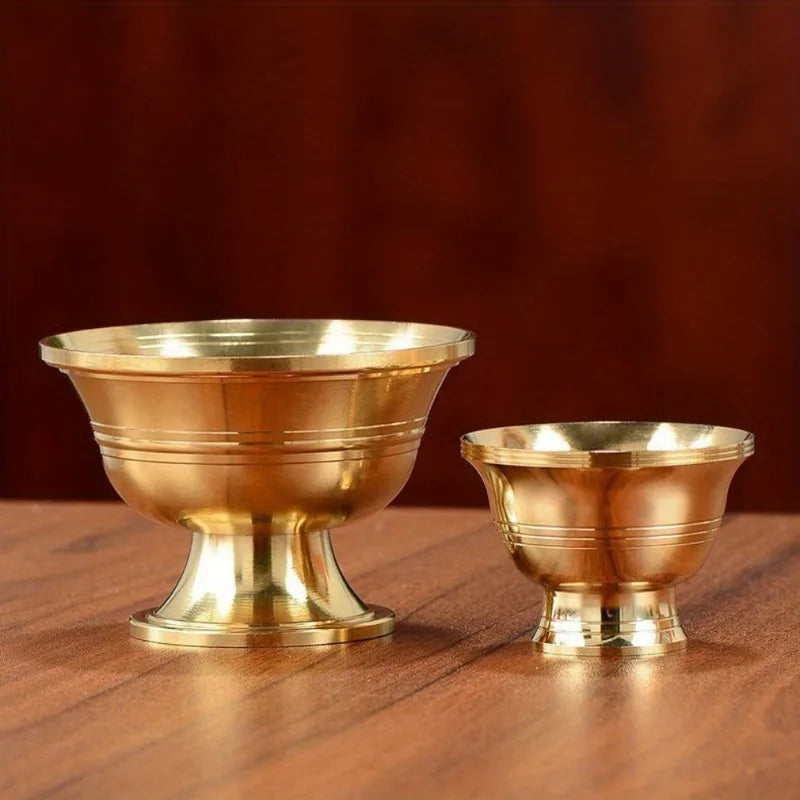 Pure Copper Drinking Bowl Brass Small Auspicious Tibetan Holy Creative Water Cup Tea  Golden Home's Gift Decorative Buddhist