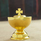 Holy Grail Communion Cup with Spoon Zinc Alloy Golden Cross Design Church Mass Supplies for Eucharist Religious Ceremonies