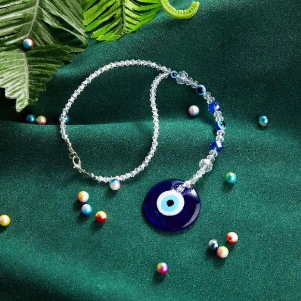 Classic Evil Eye Evil Eye Car Hanging Ornament 29cm / 11.42inches Alloy + Glass Evil Eye Beaded Decor Car Charms Round Blue
