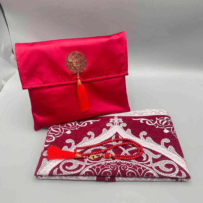 Muslim Prayer Mat Set Prayer Rug Prayer Beads Portable Home Travel Islamic Worship Blanket Storage Bag Ramadan Gifts