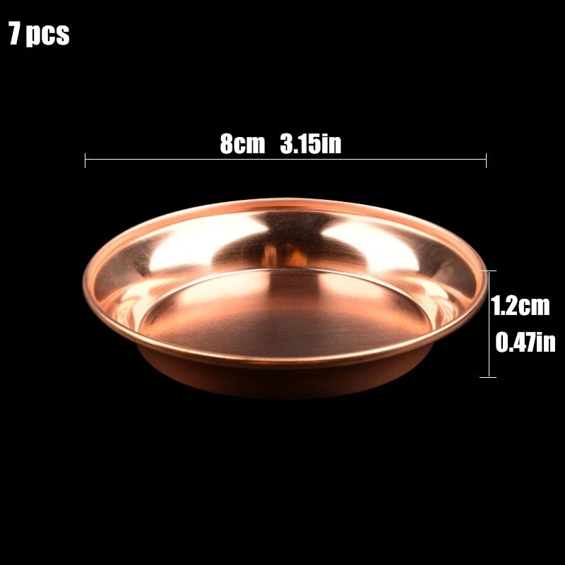 7pcs Pure Copper Tribute Plate Brass Auspicious Luster Tibetan Plate Collection Buddhist Fruit Saucer Home's Gift Decorative