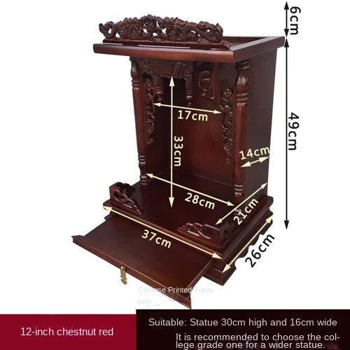 Standing Cabinet with Buddhist Nativity, Solid Wood, God of Wealth