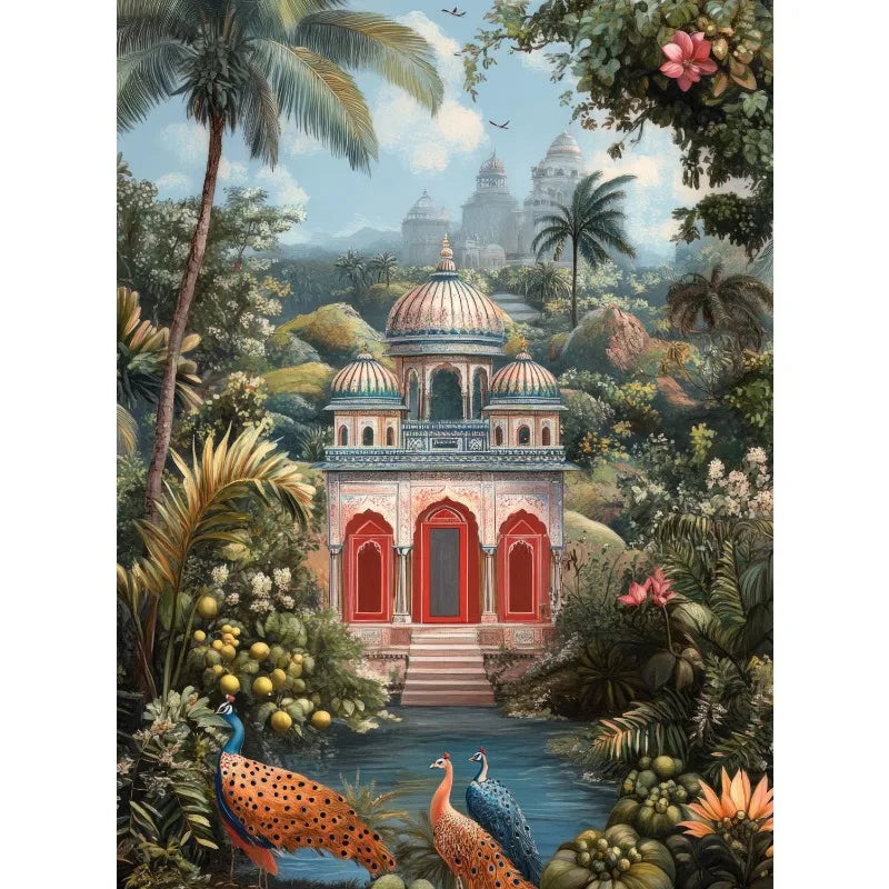 Hindu God Spiritual Serene Forest Temple Scene Indian Nature&Wildlife Poster Canvas Painting Wall Art Pictures Home Decor