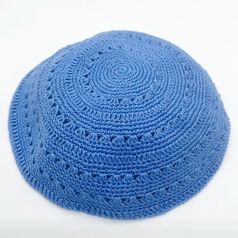 DMC Kippah Dome Handmade White Knitted Yarmulke Kippot 16/19cm