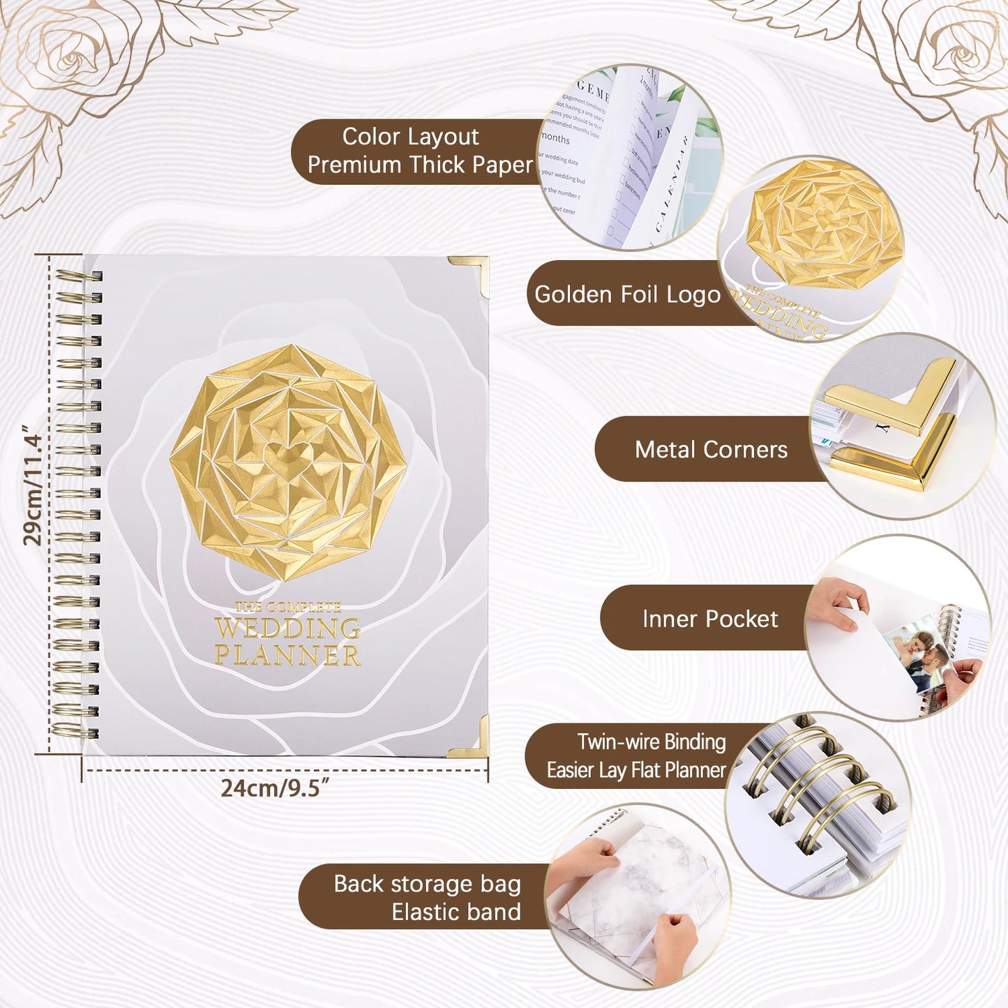 188pages Wedding Plan Book Hardcover Wedding Planner Notebook Bridal Organizer Coil Flip Book Calendar Diary Love Witness Gift