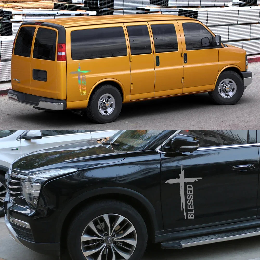 Car Sticker Creative Jesus Blessed Graphics Decor Decal Auto Tuning Accessories for Van RV Motorhome Caravan Cargo Minibus MPV