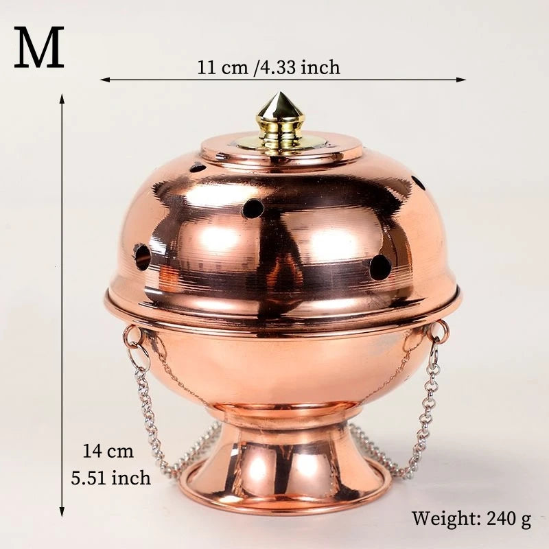 Multifunctional Hanging Incense Burner Red Copper Engraved Stupa Aromatherapy Stove Meditation Smoke Furnace Altars Decorative