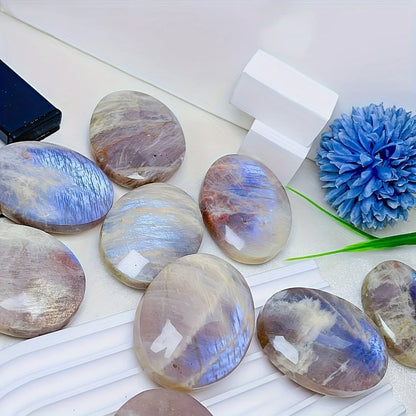 Natural Blue Luminous stone Crystal Palm Stone for Mind Healing Finger Massage Energy Healing Feng Shui Meditation Worry Stone