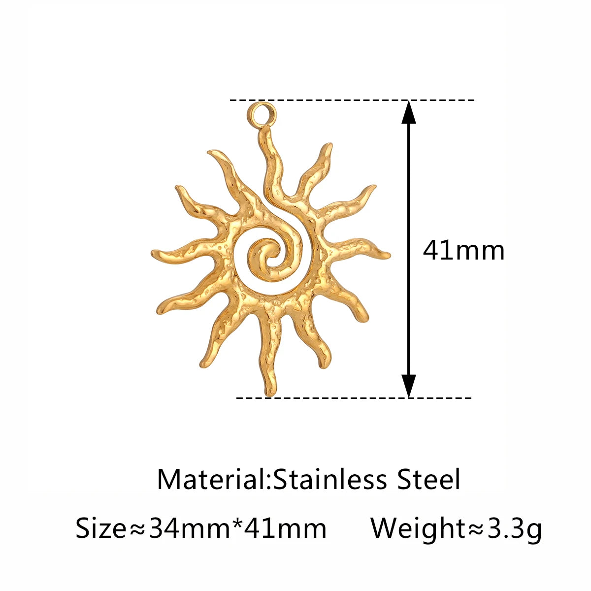 3Pcs Large Casting Vortex Face Sun Charms Stainless Steel Heart Celestial Pendants Fashion Jewelry Making DIY Bracelets Necklace