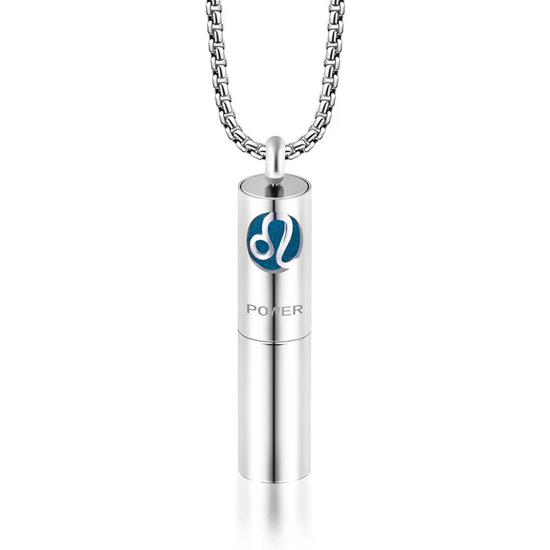 Twelve Constellations Aromatherapy Essential Oil Pendant Lockets Perfume Storage Diffuser Necklace 316L Stainless Steel Jewelry