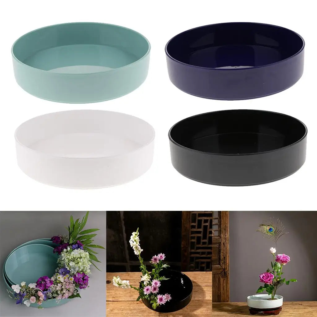 Bonsai Flower Container Round Plastic Ikebana Vase Traditional Arrangement Pot for Living Room Decor