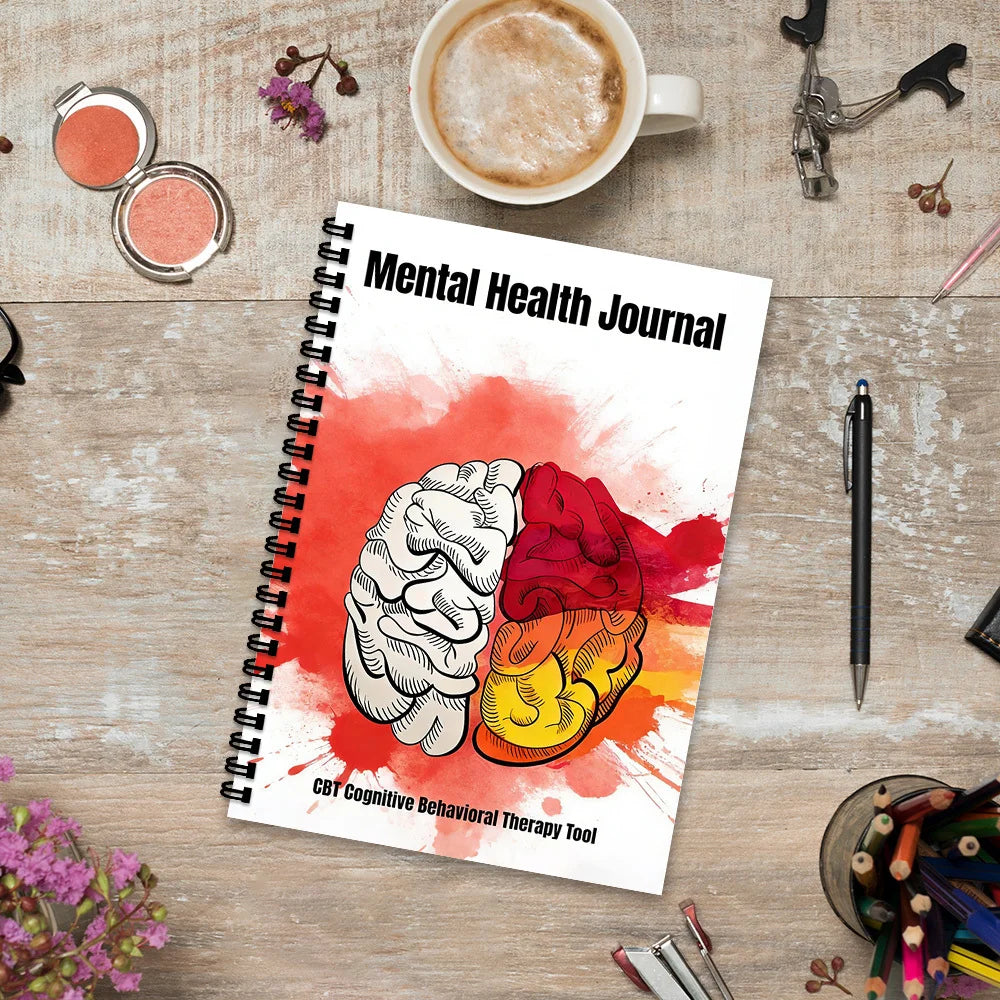 1SET Spiral Notebooks Daily Mental Health Journal, Self-Care, Meditation & Emotional Tracking Diary for Men and Women, Anxiety R