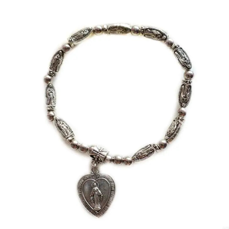 12PD Crystal Beads Stretch Rosary Bracelets with Crucifix Pendants Prayer Bracelets for Men Women Unisex Jewelry