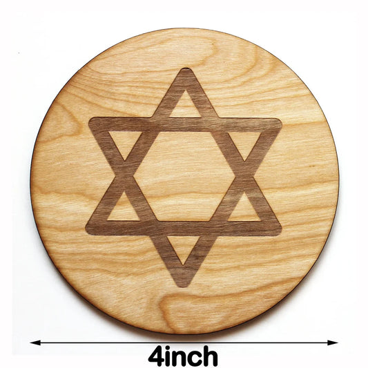 1Pcs Star of David Wood Coaster Hebrew Religious Hot Plate Hanukkah Decoration Jewish Holiday Home Desktop Accessories Judaica