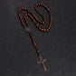 Christ Jesus Wooden Beads 8mm Rosary Bead Cross Car Pendant Woven Rope Chain Necklace Religious Orthodox Praying  Jewelry