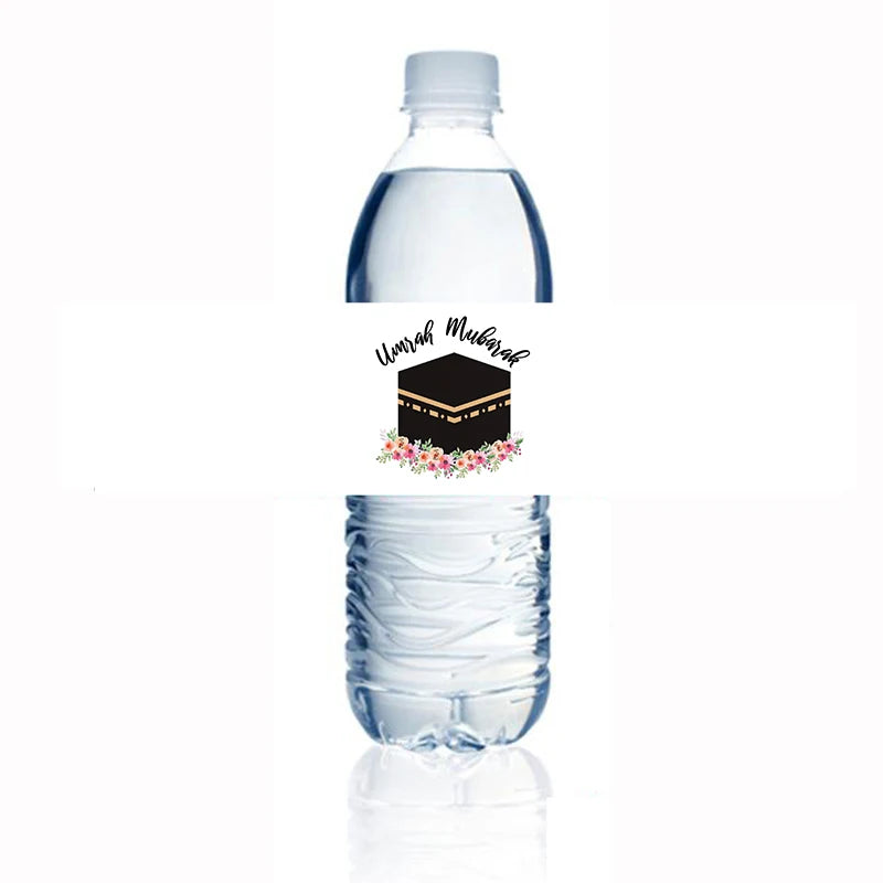 Umrah mubarak Water Bottle Sticker hajj mubarak Bottle Labels Paper Wrapper Eid Party Supplies