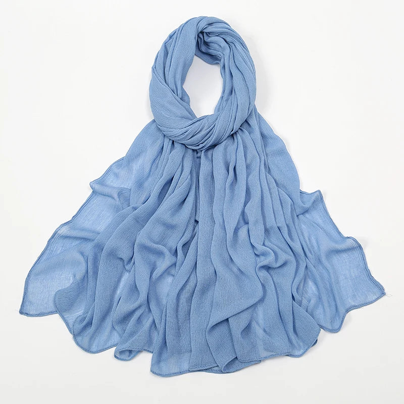 New Crinkle Rayon Hijab For Women Muslim Scarf Long Shawls Solid Islamic Turban Headband Heascarf Wraps Ramandan Headband