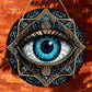 1 piece, "Bohemian style evil eye protection pattern design" round wooden decorative plate, wooden listing, door and window