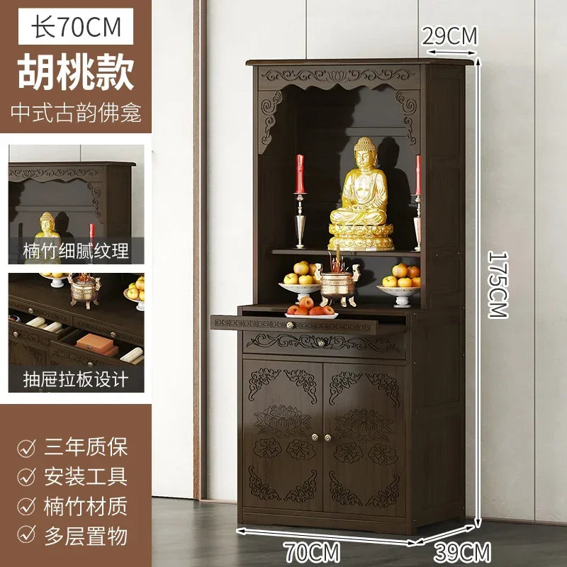 G1   Buddhist shrine stand cabinet, God of Wealth cabinet, household Buddha statue, Guan Gong Bodhisattva worship altar cabinet