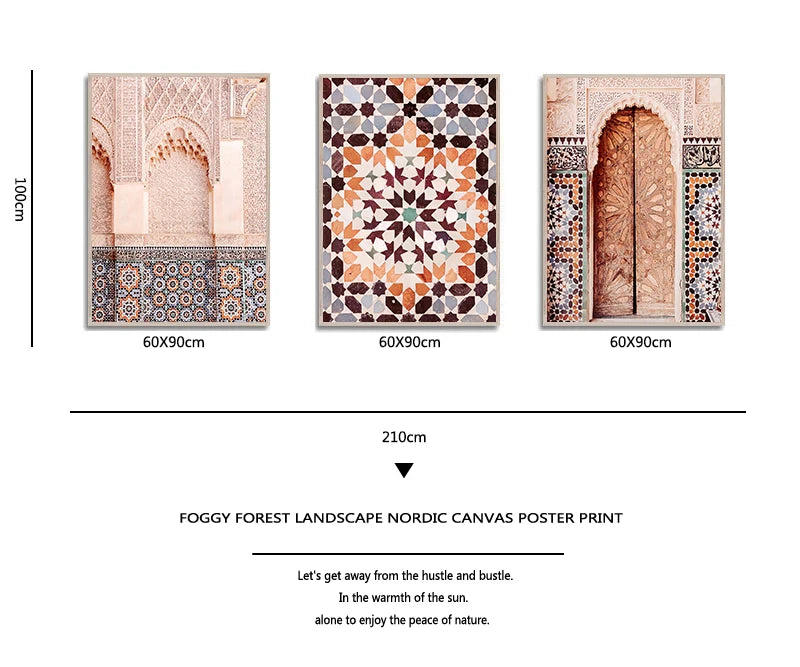 Moroccan Architecture Photography Posters and Prints Islamic Wall Art Canvas Painting Mosaic Wall Pictures for Living Room Decor