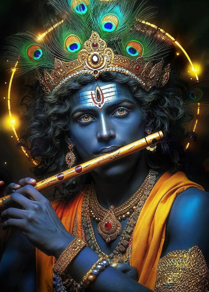 Hindu God Lord Krishna Shiva Ganesha Meditation Indian Traditional Artwork Poster Canvas Painting Wall Pictures Home Decor Gift