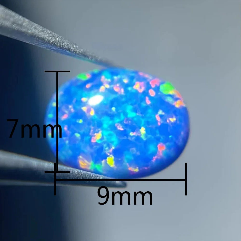 Synthesis Opal Cabochons Loose Gemstone Oval Fire Color Ring Face Flat Colorful Gemstone Cabochons Ring Setting DIY Jewelry