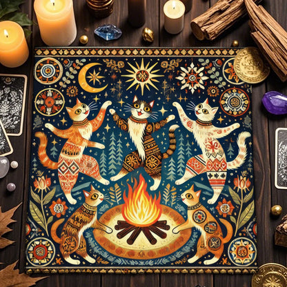 Divination Altar Cloth Civet Cat Tarot Tablecloth For Tarot Card Reading Decorative Voo-Polyester Oracle Card Mat